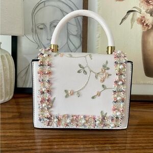 Floral Embellished Pink Handbag